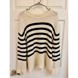 GAP Striped Black and Cream Sweater